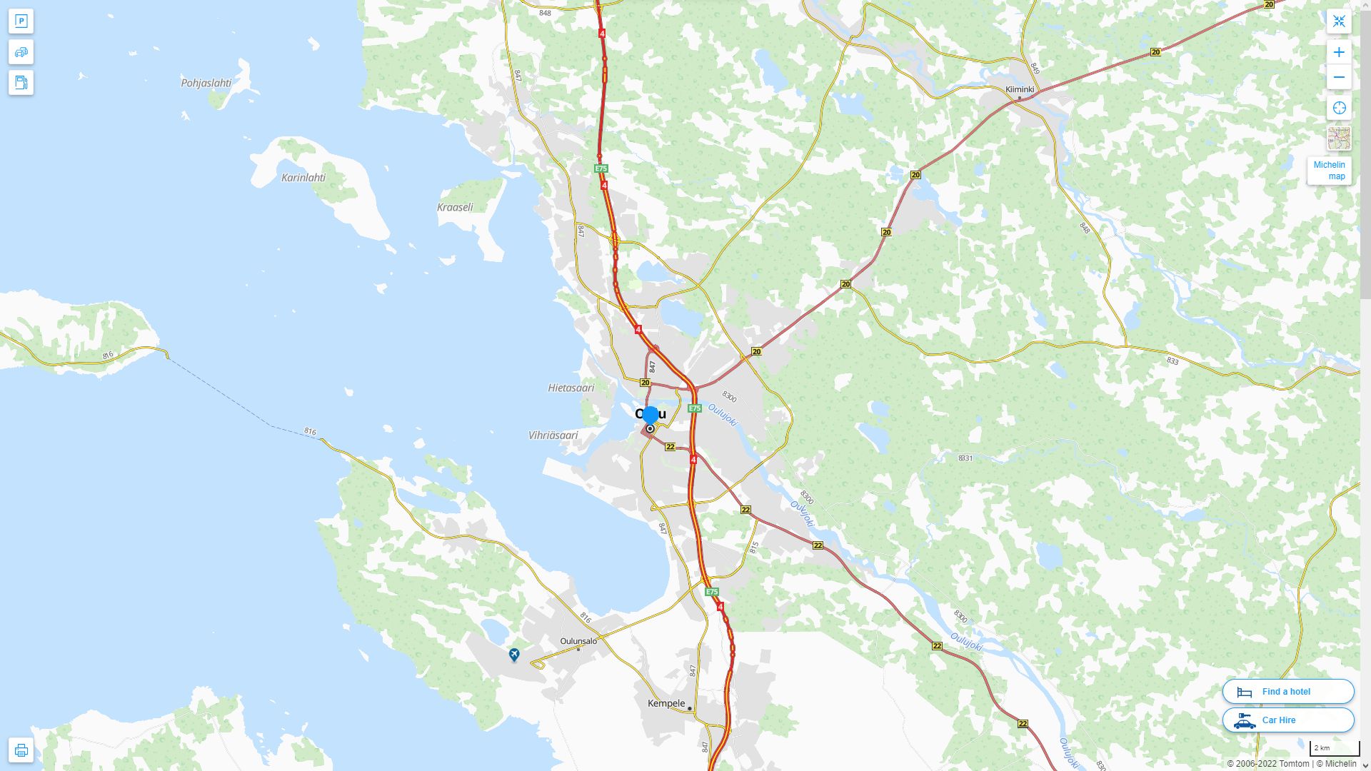 Oulu Finlande Autoroute et carte routiere